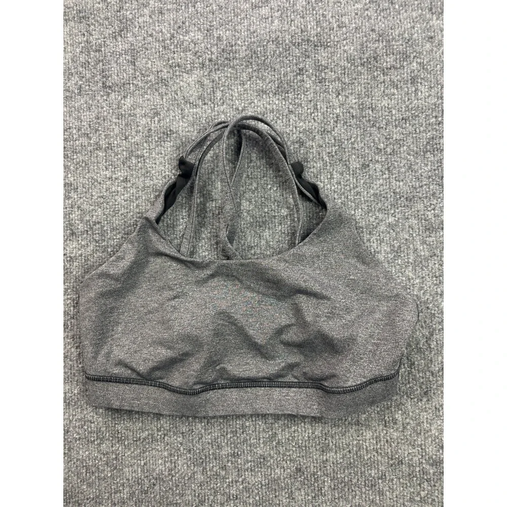 Lululemon Free To Be Serene Sports Bra Womens 8 Grey Strappy Back Yoga Gym